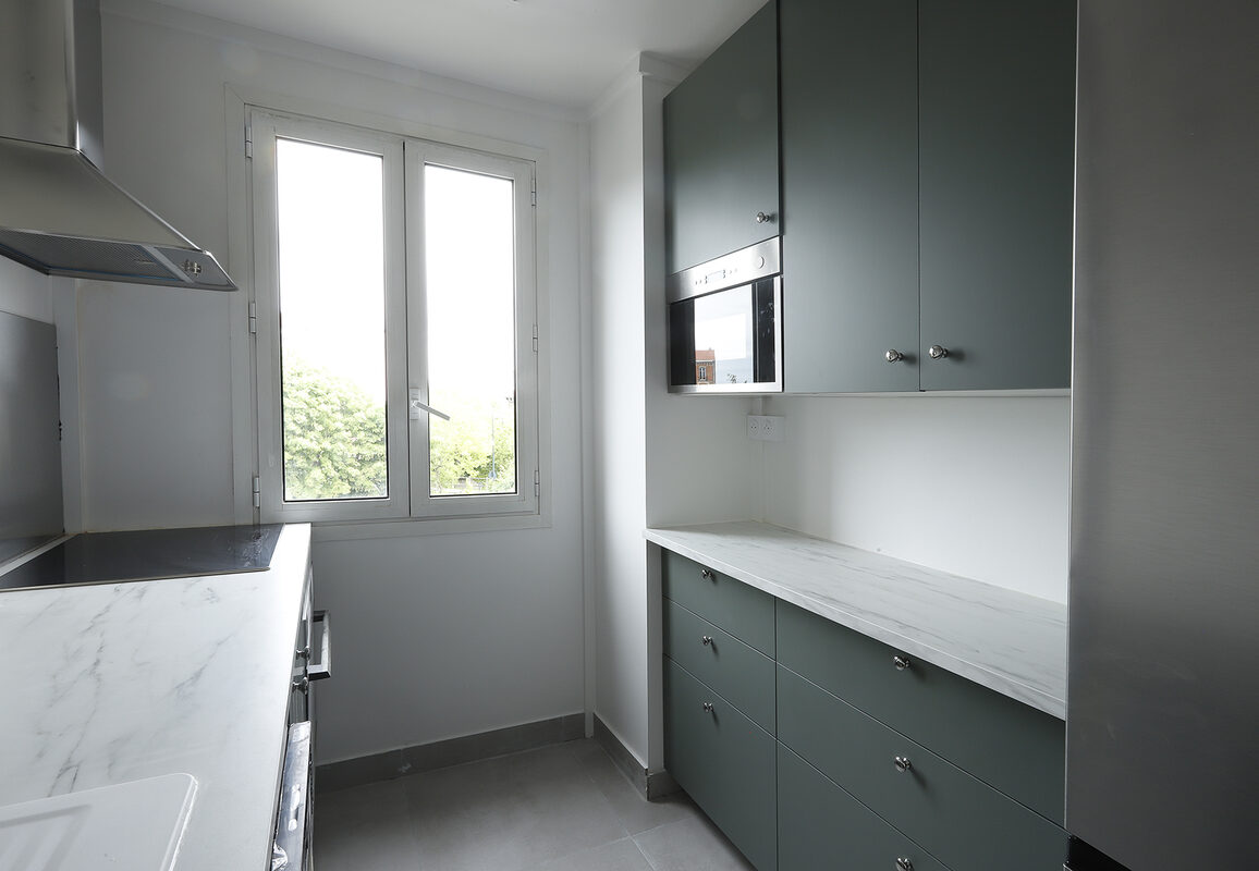 Après - cuisine verte marbre